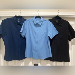 Apt. 9 Slim Fit Mens Button Up Shirt Size XL Blue Patterned Navy Black Lot Of 3